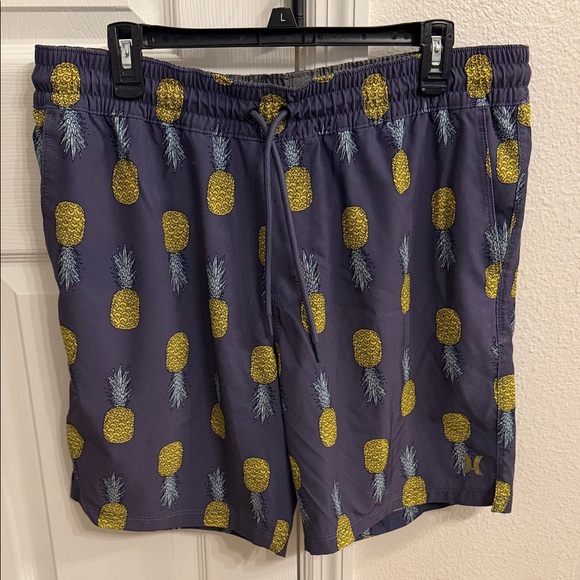 Hurley Other - Hurley Navy Swim Shorts with Yellow Pineapple Print